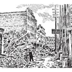 Earthquake, vintage illustration.